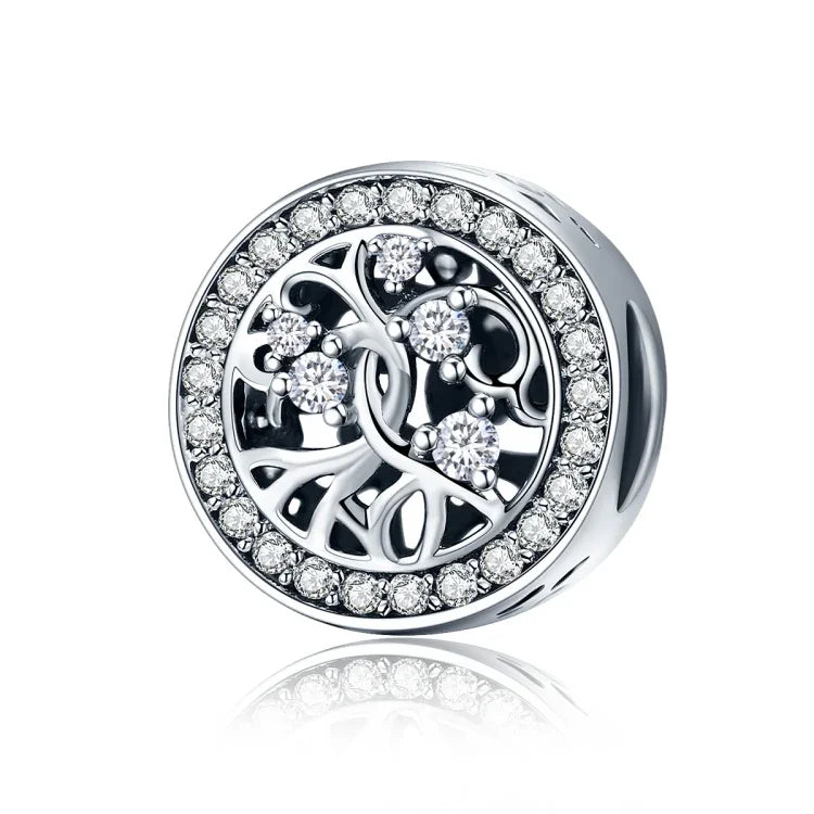 Pulseira Árvore da Vida em Prata Esterlina S925 com Cordão Decorada com Contas Soltas