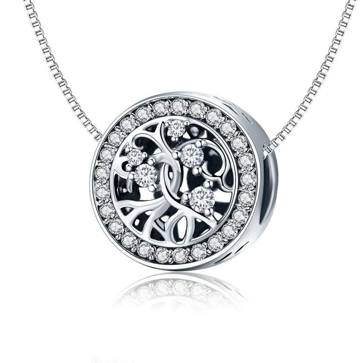 Pulseira Árvore da Vida em Prata Esterlina S925 com Cordão Decorada com Contas Soltas