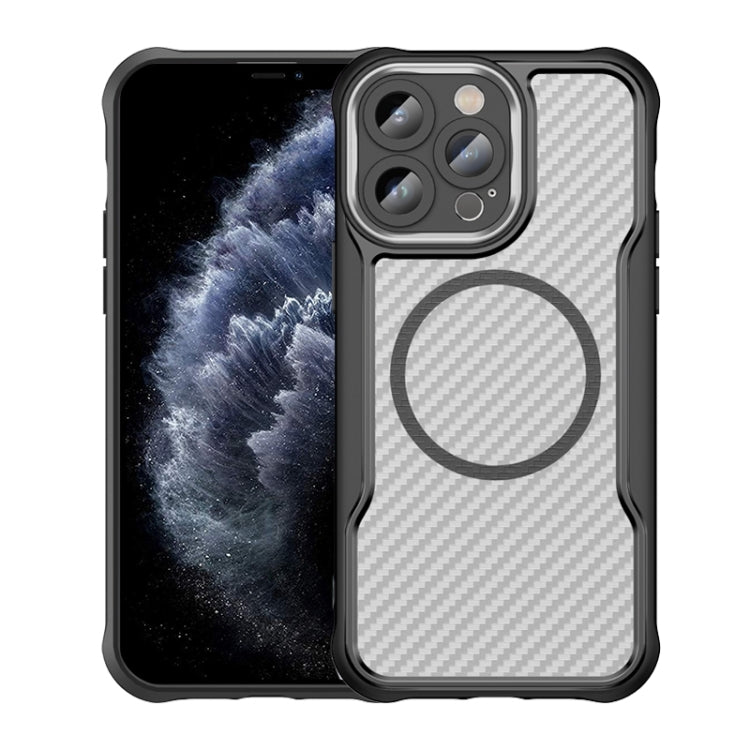 Capa Translúcida MagSafe com Textura de Fibra de Carbono para iPhone 11 Pro
