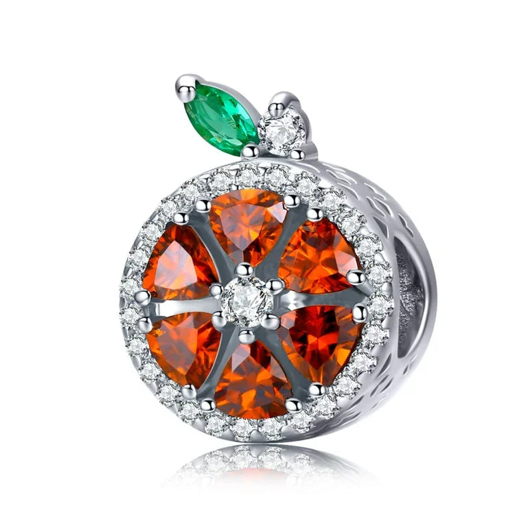 Contas Fruta Toranja Vermelha em Prata Esterlina S925 Acessórios para Pulseira e Colar DIY