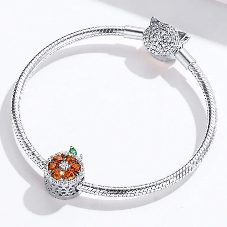 Contas Fruta Toranja Vermelha em Prata Esterlina S925 Acessórios para Pulseira e Colar DIY