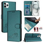Estojo de Telefone em Couro com Padrão Relevo de Gato e Rato e RFID com Cordão, Para iPhone 13 mini, Para iPhone 12/12 Pro, Para iPhone 12 Pro Max, Para iPhone 12 mini, Para iPhone 11 Pro Max, Para iPhone 11, Para iPhone 11 Pro, Para iPhone XS / X