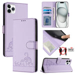 Estojo de Telefone em Couro com Padrão Relevo de Gato e Rato e RFID com Cordão, Para iPhone 13 mini, Para iPhone 12/12 Pro, Para iPhone 12 Pro Max, Para iPhone 12 mini, Para iPhone 11 Pro Max, Para iPhone 11, Para iPhone 11 Pro, Para iPhone XS / X