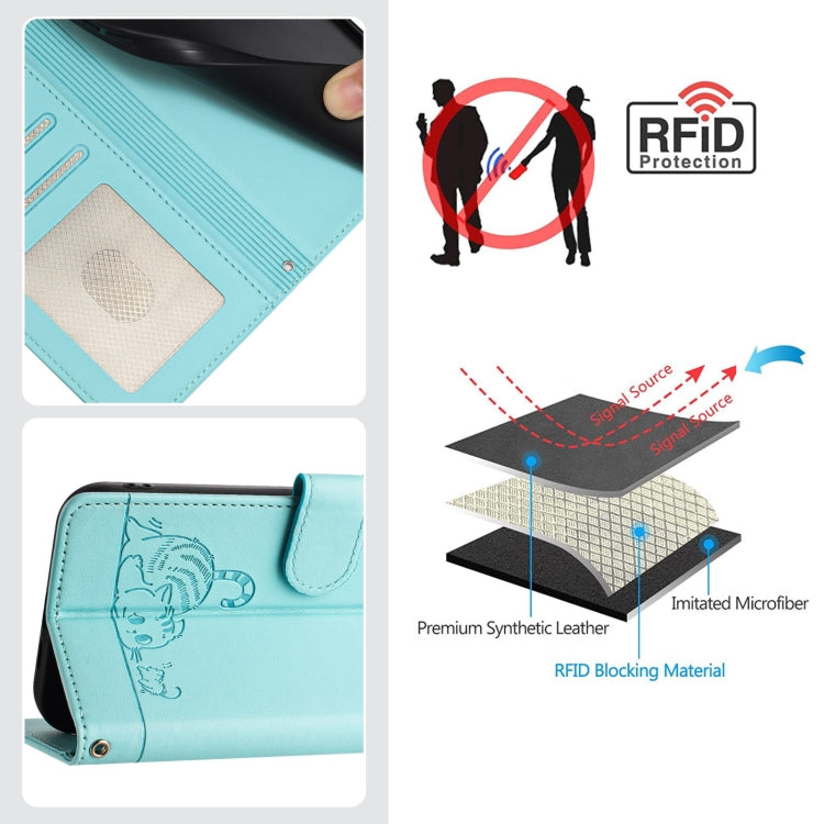 Cat Rat Embossed Pattern RFID Leather Phone Case with Lanyard, For iPhone XR, For iPhone XS Max, For iPhone 8 Plus / 7 Plus