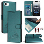 Capa de telemóvel em pele com padrão em relevo de gato e rato e RFID com cordão, para iPhone 17 Pro Max, para iPhone 17 Pro, para iPhone 17, para iPhone Air, para iPhone SE 2024, para iPhone 15 Pro Max, para iPhone 15 Pro, para iPhone 15 Plus