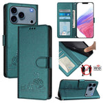 Capa de telemóvel em pele com padrão em relevo de gato e rato e RFID com cordão, para iPhone 17 Pro Max, para iPhone 17 Pro, para iPhone 17, para iPhone Air, para iPhone SE 2024, para iPhone 15 Pro Max, para iPhone 15 Pro, para iPhone 15 Plus