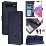 Capa de telemóvel em pele com padrão em relevo de gato e rato e RFID com cordão, para iPhone 17 Pro Max, para iPhone 17 Pro, para iPhone 17, para iPhone Air, para iPhone SE 2024, para iPhone 15 Pro Max, para iPhone 15 Pro, para iPhone 15 Plus