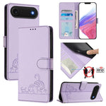 Capa de telemóvel em pele com padrão em relevo de gato e rato e RFID com cordão, para iPhone 17 Pro Max, para iPhone 17 Pro, para iPhone 17, para iPhone Air, para iPhone SE 2024, para iPhone 15 Pro Max, para iPhone 15 Pro, para iPhone 15 Plus
