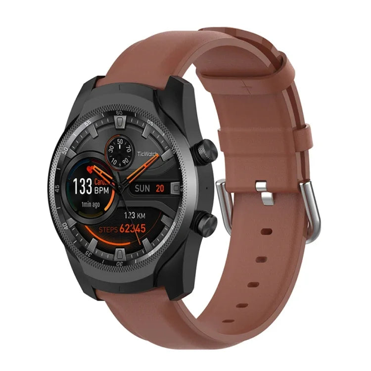 Pulseira de Couro 22mm com Fivela de Cauda Redonda, Para Ticwatch Pro 2020, Para Huawei Watch GT2E, Para Samsung Galaxy Watch 3 45mm