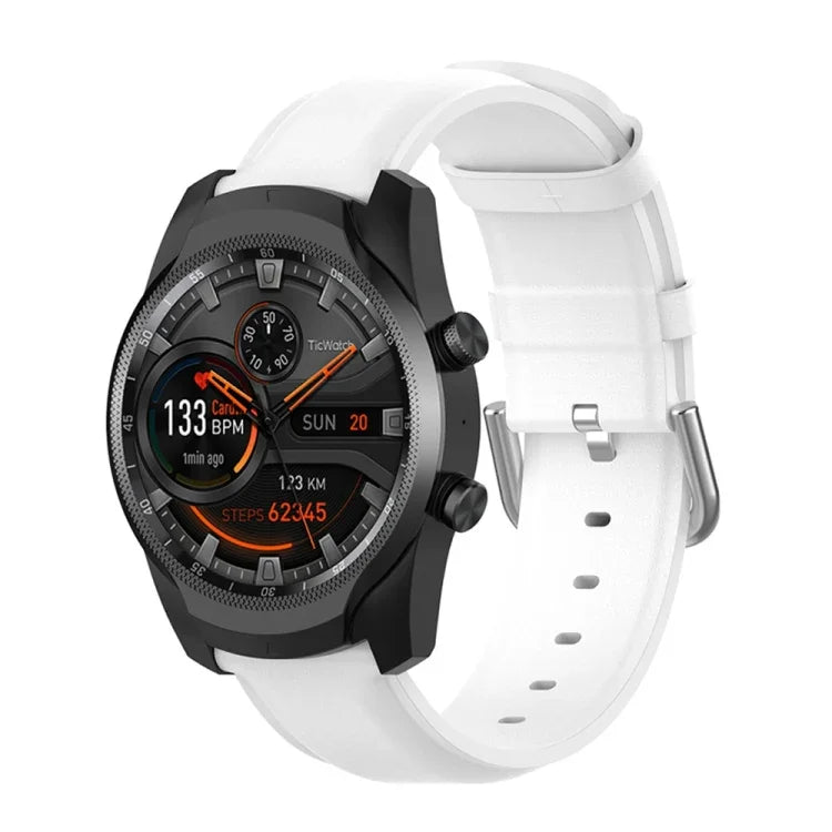 Pulseira de Couro 22mm com Fivela de Cauda Redonda, Para Ticwatch Pro 2020, Para Huawei Watch GT2E, Para Samsung Galaxy Watch 3 45mm