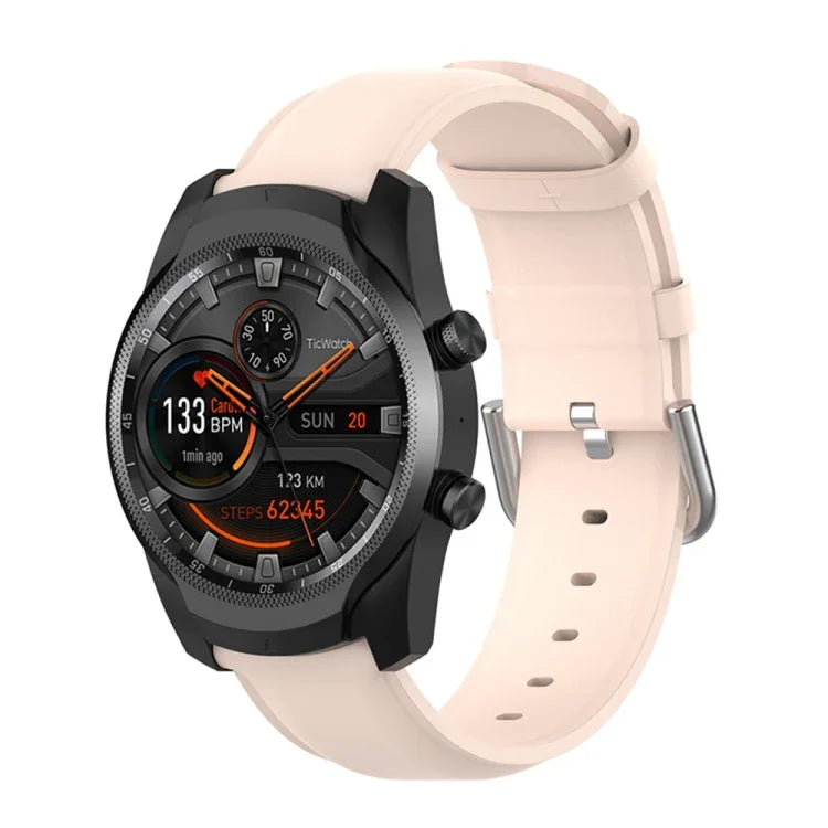 Pulseira de Couro 22mm com Fivela de Cauda Redonda, Para Ticwatch Pro 2020, Para Huawei Watch GT2E, Para Samsung Galaxy Watch 3 45mm