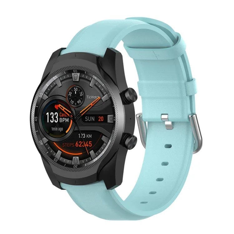 Pulseira de Couro 22mm com Fivela de Cauda Redonda, Para Ticwatch Pro 2020, Para Huawei Watch GT2E, Para Samsung Galaxy Watch 3 45mm