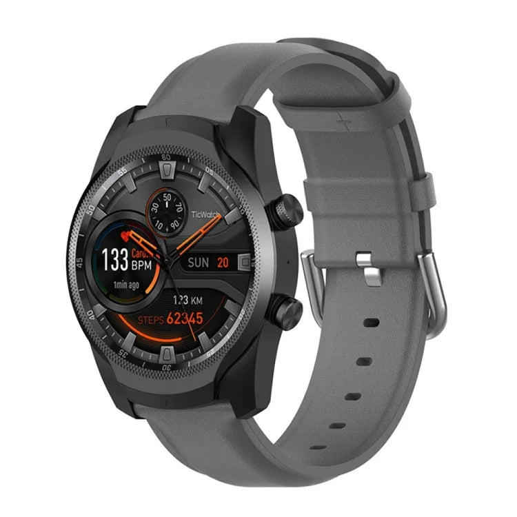 Pulseira de Couro 22mm com Fivela de Cauda Redonda, Para Ticwatch Pro 2020, Para Huawei Watch GT2E, Para Samsung Galaxy Watch 3 45mm