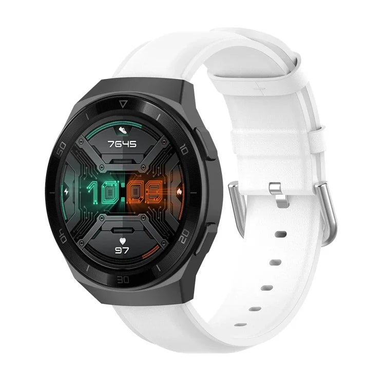 Pulseira de Couro 22mm com Fivela de Cauda Redonda, Para Ticwatch Pro 2020, Para Huawei Watch GT2E, Para Samsung Galaxy Watch 3 45mm