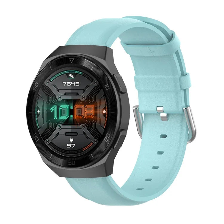 Pulseira de Couro 22mm com Fivela de Cauda Redonda, Para Ticwatch Pro 2020, Para Huawei Watch GT2E, Para Samsung Galaxy Watch 3 45mm