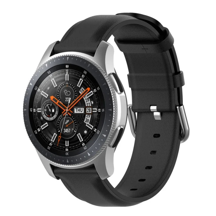 Pulseira de Couro 22mm com Fivela de Cauda Redonda, Para Ticwatch Pro 2020, Para Huawei Watch GT2E, Para Samsung Galaxy Watch 3 45mm