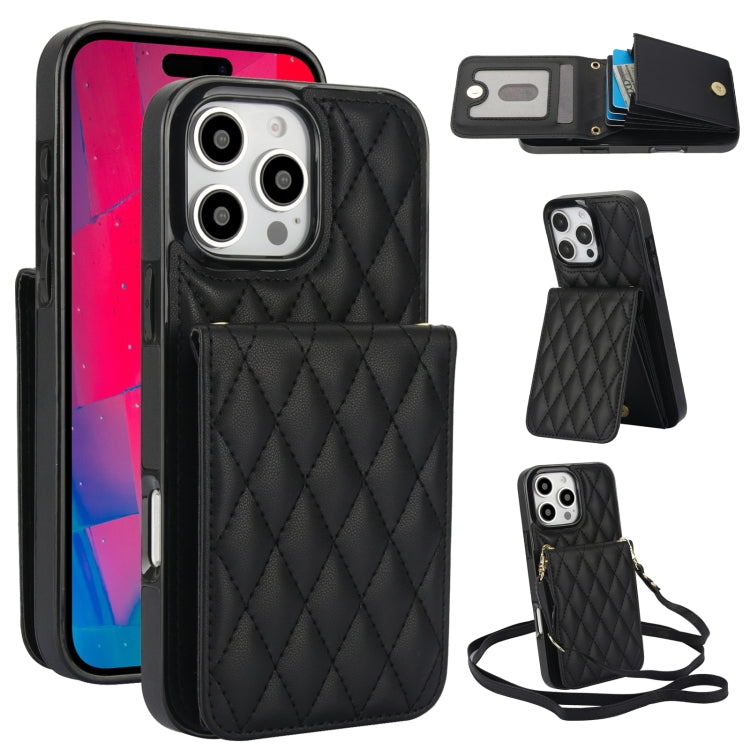Bolsa de Cartões Rhombic com Alça Transversal e Proteção RFID para Telemóvel YM015, Para iPhone 16e / 17e, Para iPhone 17 Pro Max, Para iPhone 17 Pro, Para iPhone 17, Para iPhone Air, Para iPhone 16 Pro Max, Para iPhone 16 Pro, Para iPhone 16 Plus