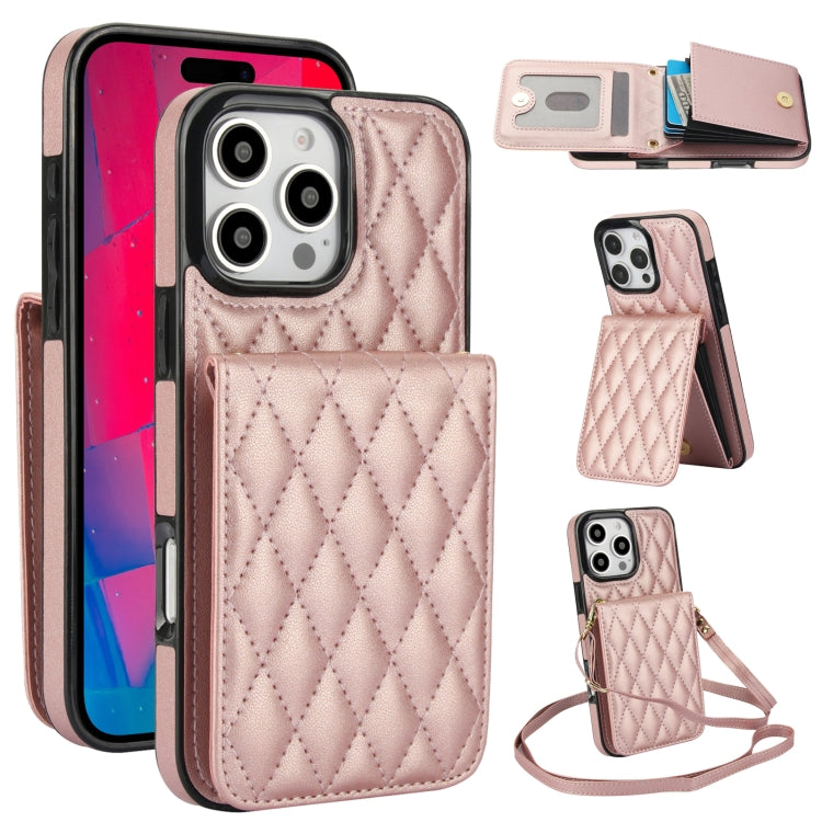 Bolsa de Cartões Rhombic com Alça Transversal e Proteção RFID para Telemóvel YM015, Para iPhone 16e / 17e, Para iPhone 17 Pro Max, Para iPhone 17 Pro, Para iPhone 17, Para iPhone Air, Para iPhone 16 Pro Max, Para iPhone 16 Pro, Para iPhone 16 Plus