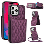 Bolsa de Cartões Rhombic com Alça Transversal e Proteção RFID para Telemóvel YM015, Para iPhone 16e / 17e, Para iPhone 17 Pro Max, Para iPhone 17 Pro, Para iPhone 17, Para iPhone Air, Para iPhone 16 Pro Max, Para iPhone 16 Pro, Para iPhone 16 Plus