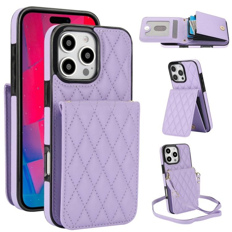 Bolsa de Cartões Rhombic com Alça Transversal e Proteção RFID para Telemóvel YM015, Para iPhone 16e / 17e, Para iPhone 17 Pro Max, Para iPhone 17 Pro, Para iPhone 17, Para iPhone Air, Para iPhone 16 Pro Max, Para iPhone 16 Pro, Para iPhone 16 Plus