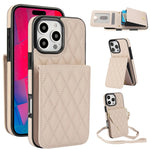 Bolsa de Cartões Rhombic com Alça Transversal e Proteção RFID para Telemóvel YM015, Para iPhone 16e / 17e, Para iPhone 17 Pro Max, Para iPhone 17 Pro, Para iPhone 17, Para iPhone Air, Para iPhone 16 Pro Max, Para iPhone 16 Pro, Para iPhone 16 Plus