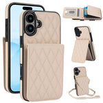 Bolsa de Cartões Rhombic com Alça Transversal e Proteção RFID para Telemóvel YM015, Para iPhone 16e / 17e, Para iPhone 17 Pro Max, Para iPhone 17 Pro, Para iPhone 17, Para iPhone Air, Para iPhone 16 Pro Max, Para iPhone 16 Pro, Para iPhone 16 Plus