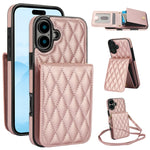 Bolsa de Cartões Rhombic com Alça Transversal e Proteção RFID para Telemóvel YM015, Para iPhone 16e / 17e, Para iPhone 17 Pro Max, Para iPhone 17 Pro, Para iPhone 17, Para iPhone Air, Para iPhone 16 Pro Max, Para iPhone 16 Pro, Para iPhone 16 Plus