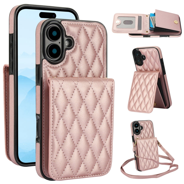 Bolsa de Cartões Rhombic com Alça Transversal e Proteção RFID para Telemóvel YM015, Para iPhone 16e / 17e, Para iPhone 17 Pro Max, Para iPhone 17 Pro, Para iPhone 17, Para iPhone Air, Para iPhone 16 Pro Max, Para iPhone 16 Pro, Para iPhone 16 Plus