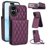 Bolsa de Cartões Rhombic com Alça Transversal e Proteção RFID para Telemóvel YM015, Para iPhone 16e / 17e, Para iPhone 17 Pro Max, Para iPhone 17 Pro, Para iPhone 17, Para iPhone Air, Para iPhone 16 Pro Max, Para iPhone 16 Pro, Para iPhone 16 Plus