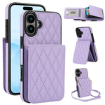 Bolsa de Cartões Rhombic com Alça Transversal e Proteção RFID para Telemóvel YM015, Para iPhone 16e / 17e, Para iPhone 17 Pro Max, Para iPhone 17 Pro, Para iPhone 17, Para iPhone Air, Para iPhone 16 Pro Max, Para iPhone 16 Pro, Para iPhone 16 Plus