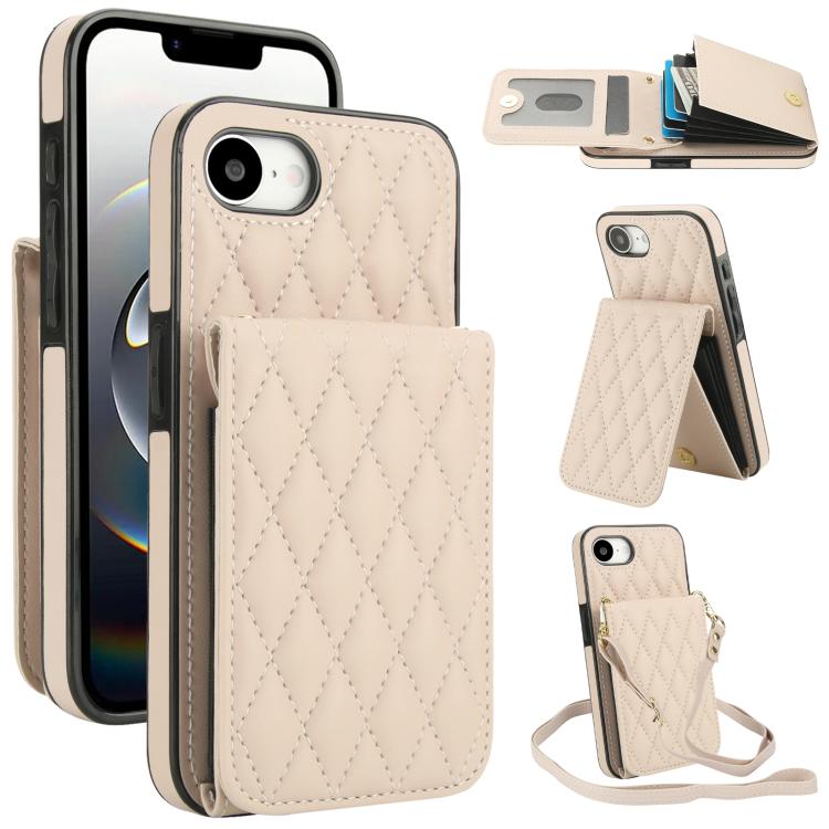 Bolsa de Cartões Rhombic com Alça Transversal e Proteção RFID para Telemóvel YM015, Para iPhone 16e / 17e, Para iPhone 17 Pro Max, Para iPhone 17 Pro, Para iPhone 17, Para iPhone Air, Para iPhone 16 Pro Max, Para iPhone 16 Pro, Para iPhone 16 Plus