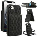 Bolsa de Cartões Rhombic com Alça Transversal e Proteção RFID para Telemóvel YM015, Para iPhone 16e / 17e, Para iPhone 17 Pro Max, Para iPhone 17 Pro, Para iPhone 17, Para iPhone Air, Para iPhone 16 Pro Max, Para iPhone 16 Pro, Para iPhone 16 Plus