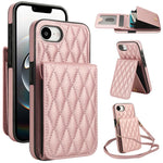 Bolsa de Cartões Rhombic com Alça Transversal e Proteção RFID para Telemóvel YM015, Para iPhone 16e / 17e, Para iPhone 17 Pro Max, Para iPhone 17 Pro, Para iPhone 17, Para iPhone Air, Para iPhone 16 Pro Max, Para iPhone 16 Pro, Para iPhone 16 Plus