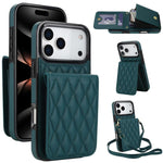 Bolsa de Cartões Rhombic com Alça Transversal e Proteção RFID para Telemóvel YM015, Para iPhone 16e / 17e, Para iPhone 17 Pro Max, Para iPhone 17 Pro, Para iPhone 17, Para iPhone Air, Para iPhone 16 Pro Max, Para iPhone 16 Pro, Para iPhone 16 Plus