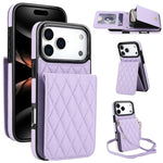 Bolsa de Cartões Rhombic com Alça Transversal e Proteção RFID para Telemóvel YM015, Para iPhone 16e / 17e, Para iPhone 17 Pro Max, Para iPhone 17 Pro, Para iPhone 17, Para iPhone Air, Para iPhone 16 Pro Max, Para iPhone 16 Pro, Para iPhone 16 Plus