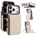 Bolsa de Cartões Rhombic com Alça Transversal e Proteção RFID para Telemóvel YM015, Para iPhone 16e / 17e, Para iPhone 17 Pro Max, Para iPhone 17 Pro, Para iPhone 17, Para iPhone Air, Para iPhone 16 Pro Max, Para iPhone 16 Pro, Para iPhone 16 Plus