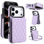 Bolsa de Cartões Rhombic com Alça Transversal e Proteção RFID para Telemóvel YM015, Para iPhone 16e / 17e, Para iPhone 17 Pro Max, Para iPhone 17 Pro, Para iPhone 17, Para iPhone Air, Para iPhone 16 Pro Max, Para iPhone 16 Pro, Para iPhone 16 Plus