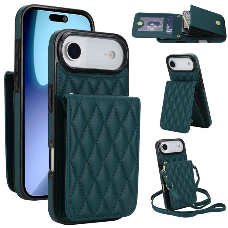 Bolsa de Cartões Rhombic com Alça Transversal e Proteção RFID para Telemóvel YM015, Para iPhone 16e / 17e, Para iPhone 17 Pro Max, Para iPhone 17 Pro, Para iPhone 17, Para iPhone Air, Para iPhone 16 Pro Max, Para iPhone 16 Pro, Para iPhone 16 Plus