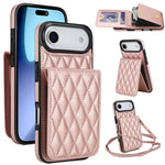 Bolsa de Cartões Rhombic com Alça Transversal e Proteção RFID para Telemóvel YM015, Para iPhone 16e / 17e, Para iPhone 17 Pro Max, Para iPhone 17 Pro, Para iPhone 17, Para iPhone Air, Para iPhone 16 Pro Max, Para iPhone 16 Pro, Para iPhone 16 Plus