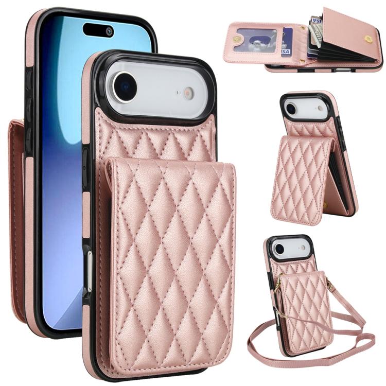 Bolsa de Cartões Rhombic com Alça Transversal e Proteção RFID para Telemóvel YM015, Para iPhone 16e / 17e, Para iPhone 17 Pro Max, Para iPhone 17 Pro, Para iPhone 17, Para iPhone Air, Para iPhone 16 Pro Max, Para iPhone 16 Pro, Para iPhone 16 Plus