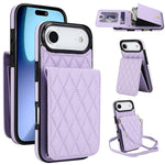 Bolsa de Cartões Rhombic com Alça Transversal e Proteção RFID para Telemóvel YM015, Para iPhone 16e / 17e, Para iPhone 17 Pro Max, Para iPhone 17 Pro, Para iPhone 17, Para iPhone Air, Para iPhone 16 Pro Max, Para iPhone 16 Pro, Para iPhone 16 Plus