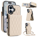 Bolsa de Cartões Rhombic com Alça Transversal e Proteção RFID para Telemóvel YM015, Para iPhone 16e / 17e, Para iPhone 17 Pro Max, Para iPhone 17 Pro, Para iPhone 17, Para iPhone Air, Para iPhone 16 Pro Max, Para iPhone 16 Pro, Para iPhone 16 Plus