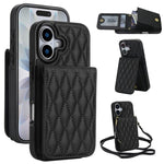 Bolsa de Cartões Rhombic com Alça Transversal e Proteção RFID para Telemóvel YM015, Para iPhone 16e / 17e, Para iPhone 17 Pro Max, Para iPhone 17 Pro, Para iPhone 17, Para iPhone Air, Para iPhone 16 Pro Max, Para iPhone 16 Pro, Para iPhone 16 Plus