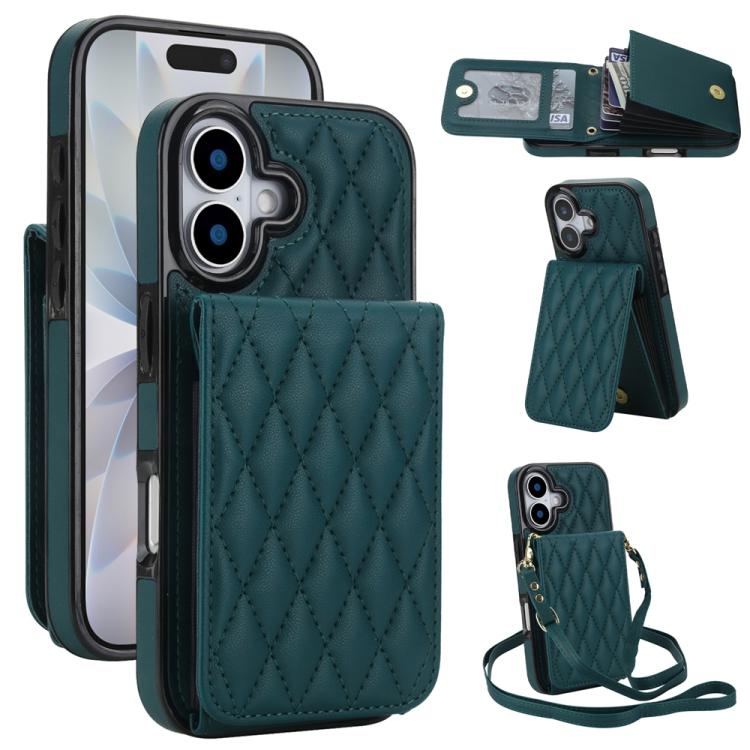 Bolsa de Cartões Rhombic com Alça Transversal e Proteção RFID para Telemóvel YM015, Para iPhone 16e / 17e, Para iPhone 17 Pro Max, Para iPhone 17 Pro, Para iPhone 17, Para iPhone Air, Para iPhone 16 Pro Max, Para iPhone 16 Pro, Para iPhone 16 Plus