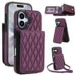 Bolsa de Cartões Rhombic com Alça Transversal e Proteção RFID para Telemóvel YM015, Para iPhone 16e / 17e, Para iPhone 17 Pro Max, Para iPhone 17 Pro, Para iPhone 17, Para iPhone Air, Para iPhone 16 Pro Max, Para iPhone 16 Pro, Para iPhone 16 Plus