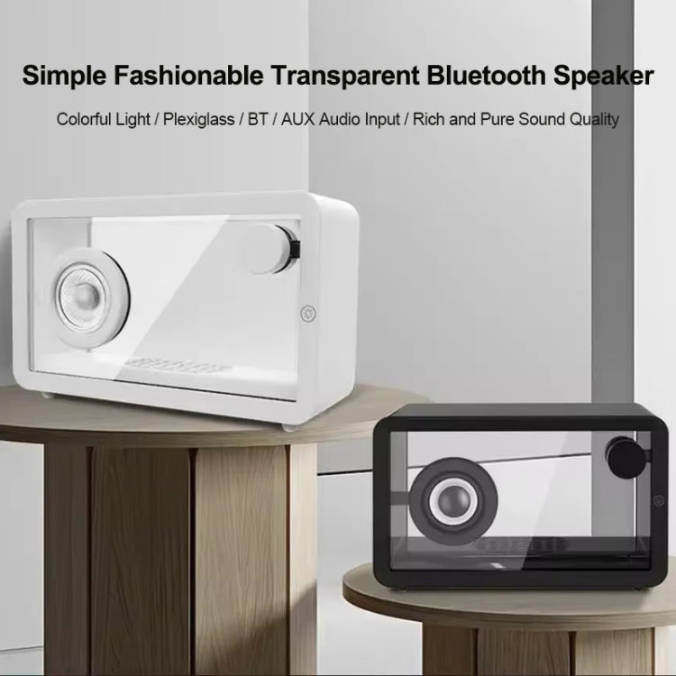 Coluna Bluetooth Transparente M8 Simples e Fashion com Subwoofer e Luz Ambiente