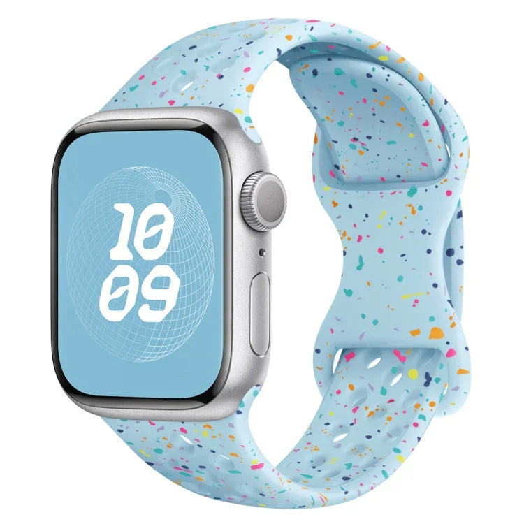 Hole Style Butterfly Buckle Camouflage Silicone Watch Band, For Apple Watch Series 10 46mm, For Apple Watch Series 10 42mm, For Apple Watch SE 2023 44mm, For Apple Watch SE 2023 40mm