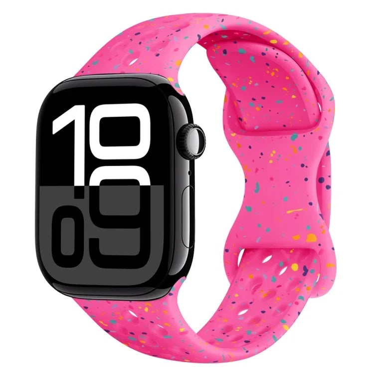 Correia de Relógio em Silicone Camuflada com Fivela Borboleta Estilo Furo, Para Apple Watch Series 10 46mm, Para Apple Watch Series 10 42mm, Para Apple Watch SE 2023 44mm, Para Apple Watch SE 2023 40mm