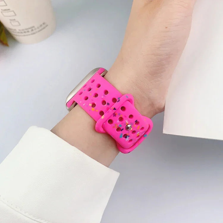 Hole Style Butterfly Buckle Camouflage Silicone Watch Band, For Apple Watch Series 4 44mm, For Apple Watch Series 4 40mm, For Apple Watch Series 3 38mm, For Apple Watch Series 3 42mm