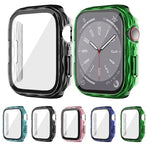 Capa Protetora Híbrida 2 em 1 com Vidro Temperado PC, Para Apple Watch Series 6 / 5 / 4 / SE 44mm, Para Apple Watch Series 6 / 5 / 4 / SE 40mm, Para Apple Watch Series 9 / 8 / 7 45mm, Para Apple Watch Series 9 / 8 / 7 41mm